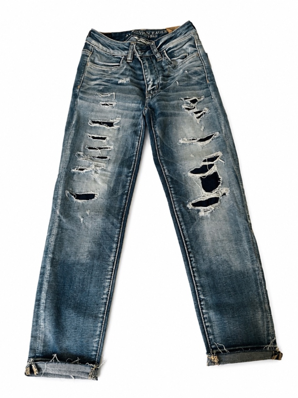 American Eagle Hi-Rise Jegging Crop Distressed Jeans Size 00 Regular